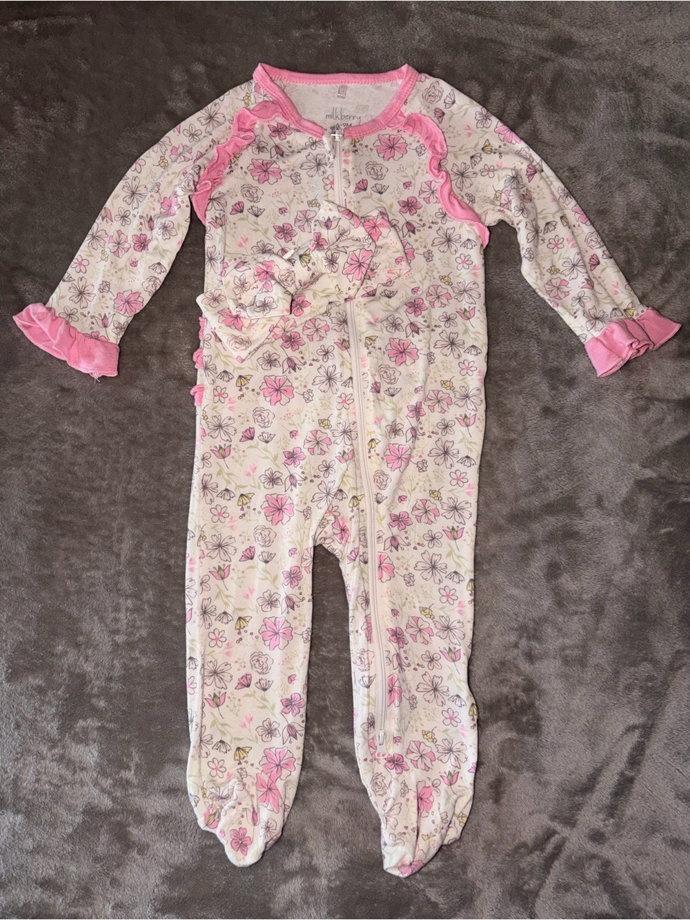 Milkberry floral footie 6/9M